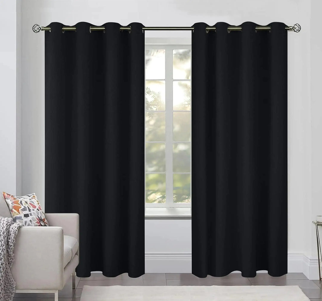 Blackout Curtains for Bedroom Pack of 2 Window Hanging Panels 52 x 84 inch Black - Dodas Corner