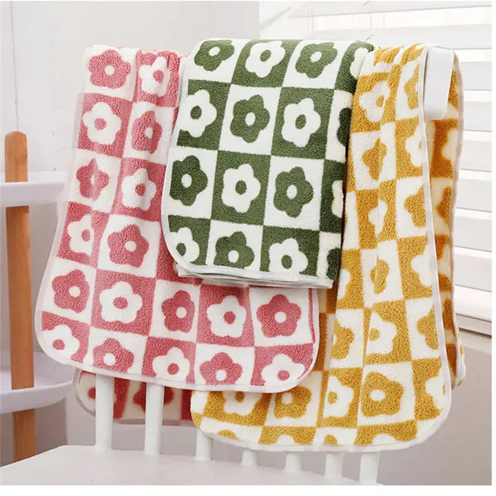 Cute Plaid Flowers Microfiber Towel Bath Towel Soft Face Towels - Dodas Corner