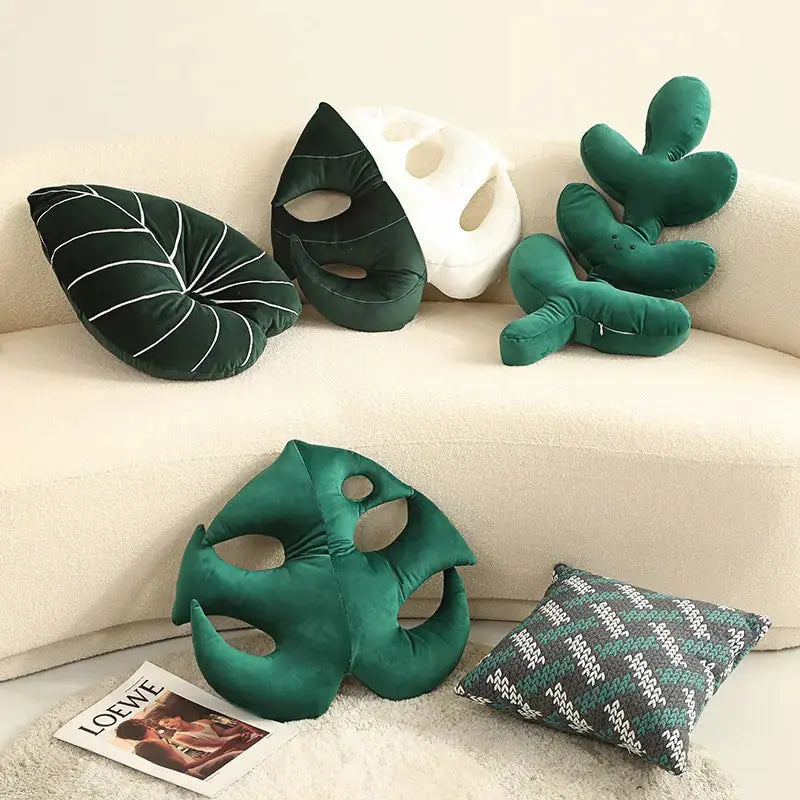 Green Leaf Plush Pillows - Dodas Corner