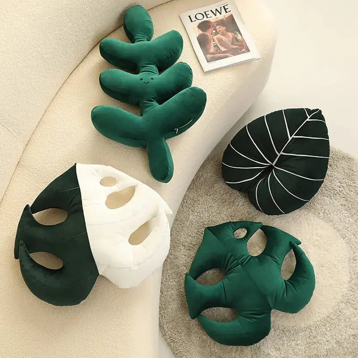 Green Leaf Plush Pillows - Dodas Corner